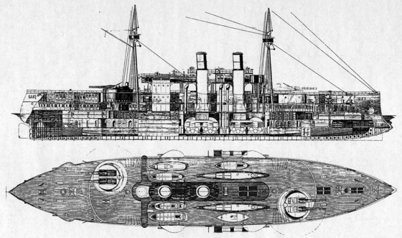 Броненосцы Соединенных Штатов Америки "Мэн", "Техас", "Индиана", "Массачусетс", "Орегон" и "Айова"